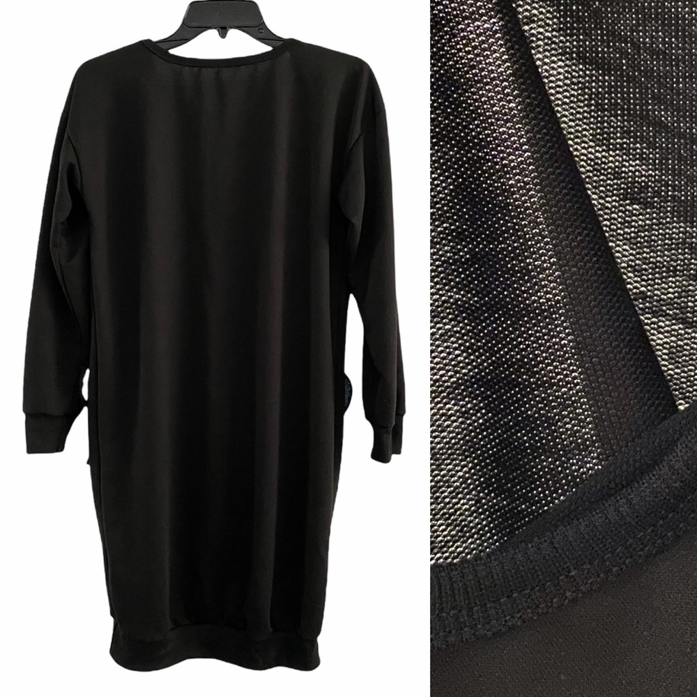🐯Tiger (juniors) long sleeve sweater dress w/ art deco pockets, black - Picture 3 of 13